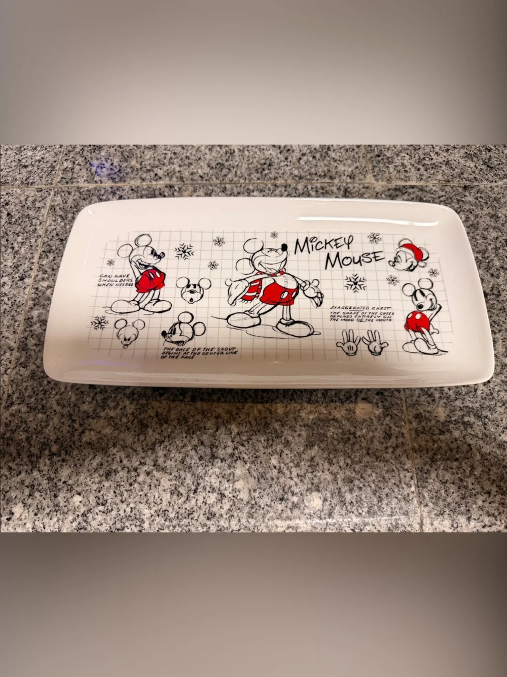 Disney Mickey and Minnie Ceramic Platter in White with Red Details